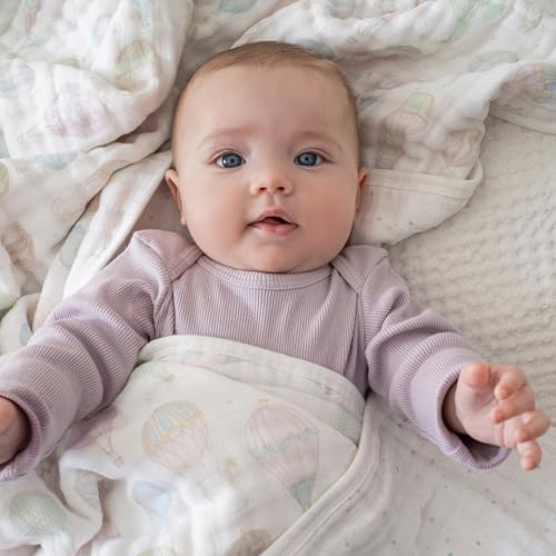 Image of aden + anais 100% Organic Cotton Muslin Baby Blanket Crib Bedding for Newborn Baby and Toddler, Nursery Blanket for Boys and Girls, Baby Registry and Shower Gift - Above The Clouds