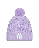 Female Cuff Knit New Era New York Yankees Purple MLB Cosy Pom Women Beanie - One-Size