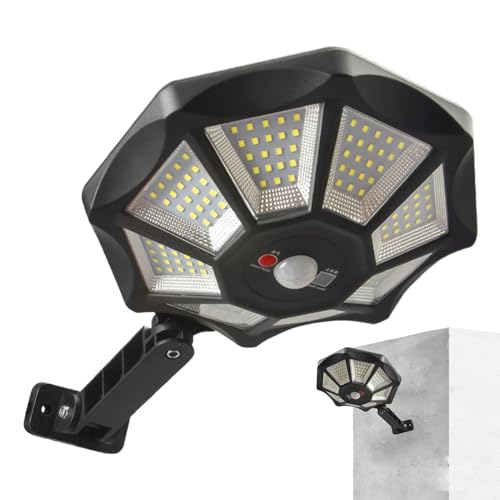 Proyector LED solar, focos con sensor de movimiento,Luces de jardín impermeables integradas con 168 LED | Farola solar remota para uso nocturno