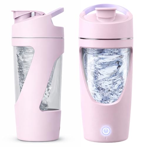 Image of PowerBlend Pro Electric Protein Shaker Bottle | 700ml Electric Shaker, 7500 RPM, Leakproof & IP67 Waterproof | Rechargeable, Heat-Resistant Tritan | Portable Multipurpose Use with Storage Box (Pink)