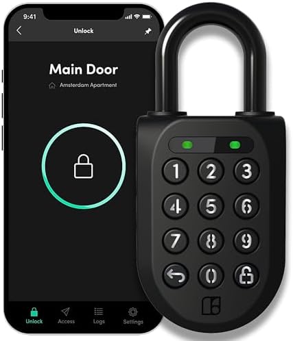 igloohome New Smart Padlock 2 (SP2), The Toughest Smart Padlock – Generate Access from Anywhere with The Mobile app (iOS/Android) – No WiFi Needed, Waterproof & Rechargeable