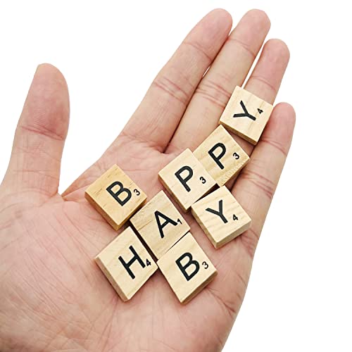 Myyzmy 300 Pcs Scrabble Letters, Wood Scrabble Tiles For Crafts Making Crossword Game #TOP2