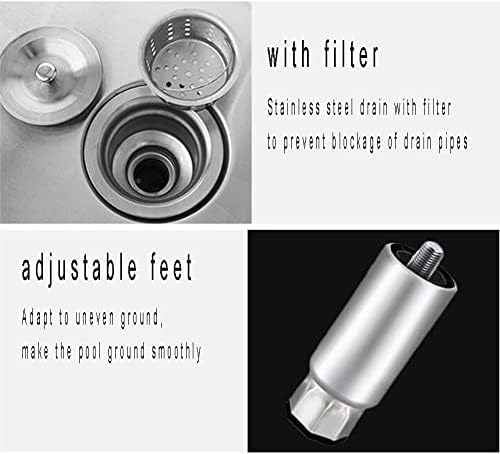 Stainless Steel Commercial Mop Sink, Heavy-Duty Utility Tub for Efficient Cleaning in Kitchens, Restaurants, and Garages,80x41x55cm