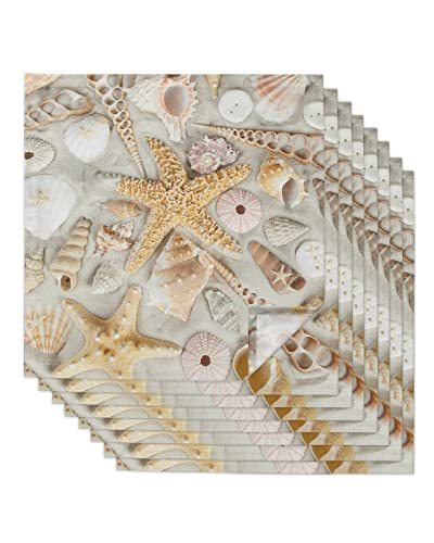 Cloth Napkin 8Pcs Nautical Ocean Seashell Starfish Beach Absorbent Cotton Napkins Reusable & Soft Linen Napkins For Family Dinners Dining Cocktail Parties Wedding And Everyday Use #TOP21