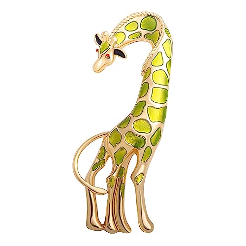 Image of Enamel Giraffe Animal Brooch Pin for Women Men Fashion Rhinestone Gold Tone Dress Hat Costume Accessories Creative Christmas Birthday Holiday Decor Jewelry Gift for Pet Lover