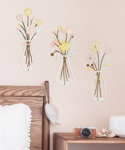 Putuo Decor Metal Flower Vase Wall Art, 3 Pieces Rustic Minimalist Floral Farmhouse Wall Decor for Living Room Bathroom Kitchen, Bedroom Dining Room, Housewarming Gifts — view 6