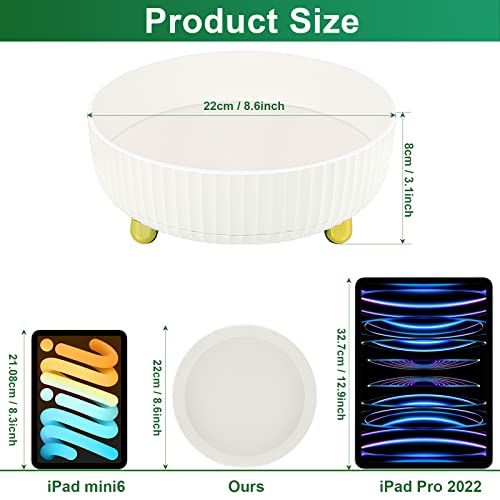 Cgbe Lazy Susan Organizer, 360 Degree Rotating Makeup Organizer, Lazy Susan Round Turntable Storage Tray For Vanity Bathroom Countertop Kitchen Organized Makeup, Cosmetics, Condiment-White #TOP5