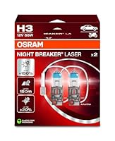 Osram NIGHT BREAKER LASER H3, +150% mehr Helligkeit, Halogen-Scheinwerferlampe, 64151NL-2HB, 12V PKW, Hängebox (2 Lampen)