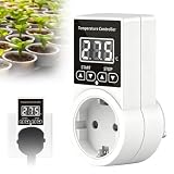 VETOLAKA Thermostat avec prise, régulateur de température, thermostat de chauffage numérique avec sonde, interrupteur de température, thermostat intelligent, chauffage pour récipient en verre, serre