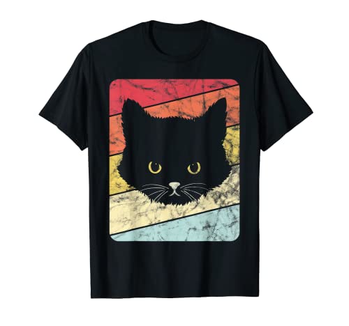 Black Cat Face Yellow Eyes Kitty Kitten Cat Maglietta