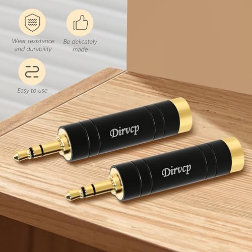 Dirvcp 1/4 inch to 3.5mm Stereo Headphone Adapter - 2-Piece Set with 6.35mm Female Socket and 3.5mm Male Plug for Amplifier, Headphones and Musical Instruments - Thumbnail 4