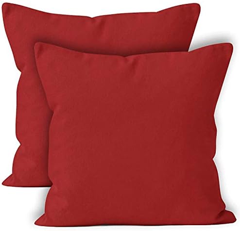 Encasa Cotton Throw Pillow Covers Set of 2 I 16x16 in (40x40 cm) - Grey I No Insert I Plain Square Pillowcases I Machine Washable | Indoor Use Only