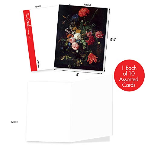 Nobleworks 10 Assorted Blank Note Cards – Baroque Blooms M10020BK – With Envelopes (Made In USA)
