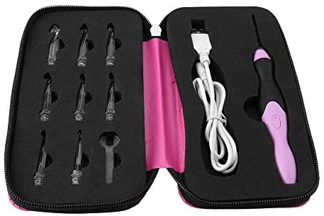 Fabater 9 in 1 USB Rechargeable LED Light Up Crochet Hooks Set with Pink Case, Interchangeable Knitting Needles 2.5mm-6.5mm, Brightness Levels, Builtin Lithium Battery for Weave Sewing - 4