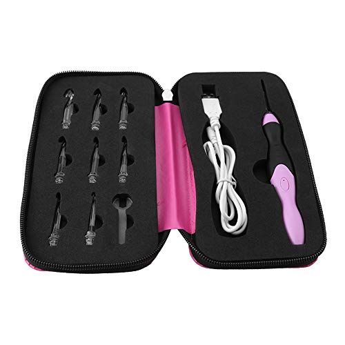Juego de agujas de ganchillo con estuche y accesorios de crochet recargables