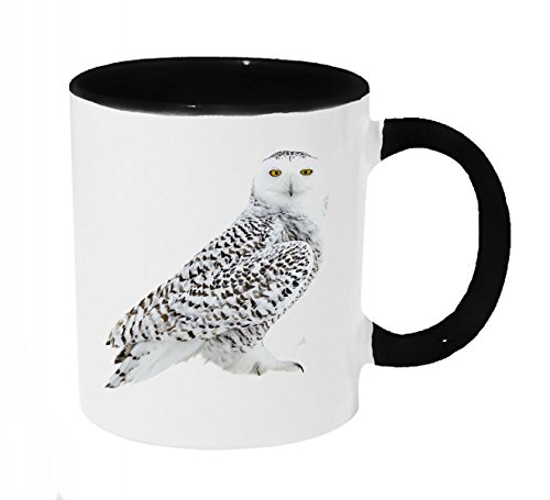 Beautiful Snowy Owl Coffee or Tea 11oz Black Handle Mug