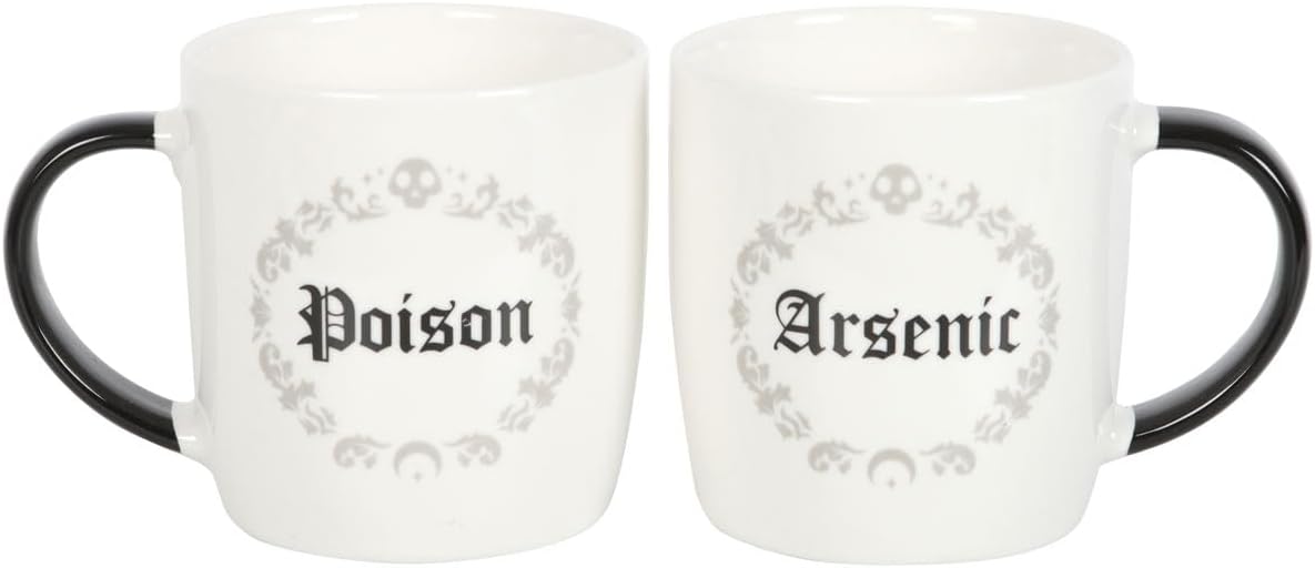 Gothic Couple Mugs - Dark Humor Mug Set for Something Different Poison Arsenic Vibes - Unique Dark Matter Goth Coffee Cups - Perfect Gothic Gift Set