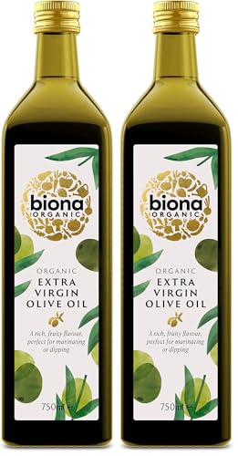 Biona Organic Extra Virgin Olive Oil, 750ml - Cold Pressed - From Organically Grown Mediterranean Olives - Rich Fruity Flavour - For Marinating and Dipping (Pack of 2) option