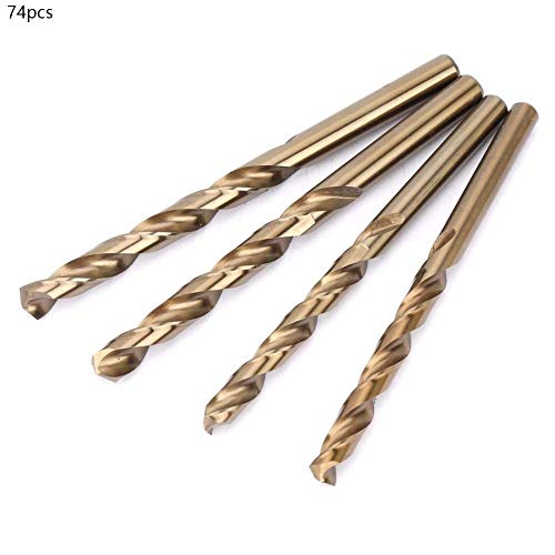 74pz M35 Punta Trapano al Cobalto HSS Punta Trapano a Spirale Set di Utensili per la Combinazione di Perforazione di Macinazione di Alta Precisione 1.0-8.0mm Ideale per Lamiera d'acciaio