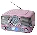 TechPlay QT62BT, Retro Design Compact Stereo CD, with AM/FM Rotary knob, Wireless Bluetooth Reception, and USB Port. with AUX in and Headphone Jack (Pink)