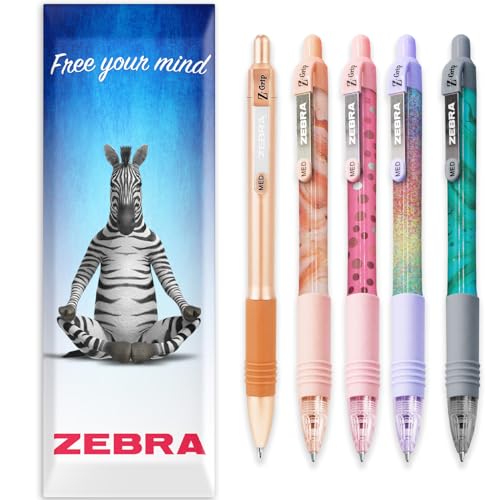 Image of Zebra Z-Grip Smooth Ballpoint Pen - 1.0mm Nib - Fashion Barrels - In Envelope Gift Packaging (Pack of 5)