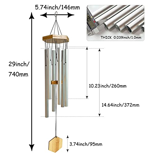 Aoedelyart Windchimes Outdoors,29" Wind Chimes For Outside Clearance,Sympathy Gift,Housewarming Gift,Memorial Chime For Home Zen,Garden Decor, Patio Decoration(Silver) #TOP6