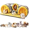 Avont Guinea Pig Hideout Tunnel, Small Animal Hideaway Play Tube Toys with Curtains, Soft Sleeping Bed House for Dwarf Rabbits Chinchillas Hamsters Hedgehogs Ferrets Bearded Dragons and Rats -Star