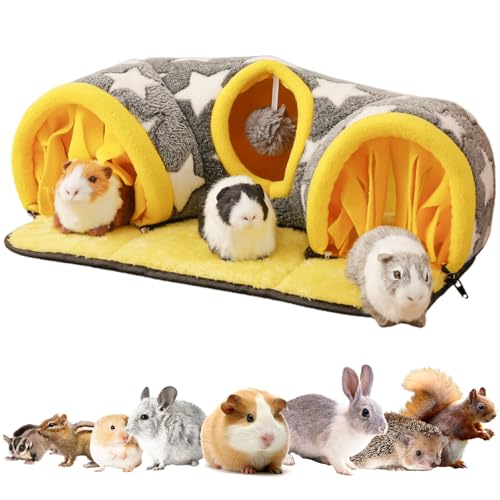 Avont Guinea Pig Hideout Tunnel, Small Animal Hideaway Play Tube Toys with Curtains, Soft Sleeping Bed House for Dwarf Rabbits Chinchillas Hamsters Hedgehogs Ferrets Bearded Dragons and Rats -Star