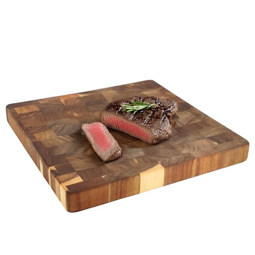 Elama 13.75 x 1.5 Inch Square Thick Acacia Wood Butcher