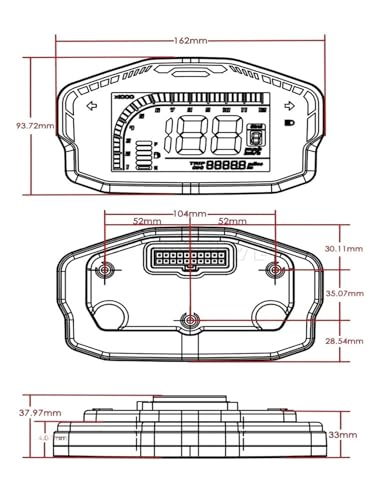 DKD Pantalla de velocímetro LCD Ajustable ONE-LIN/Comunicación CAN-Bus para Controlador EM y Controlador Fardriver miniatura 7