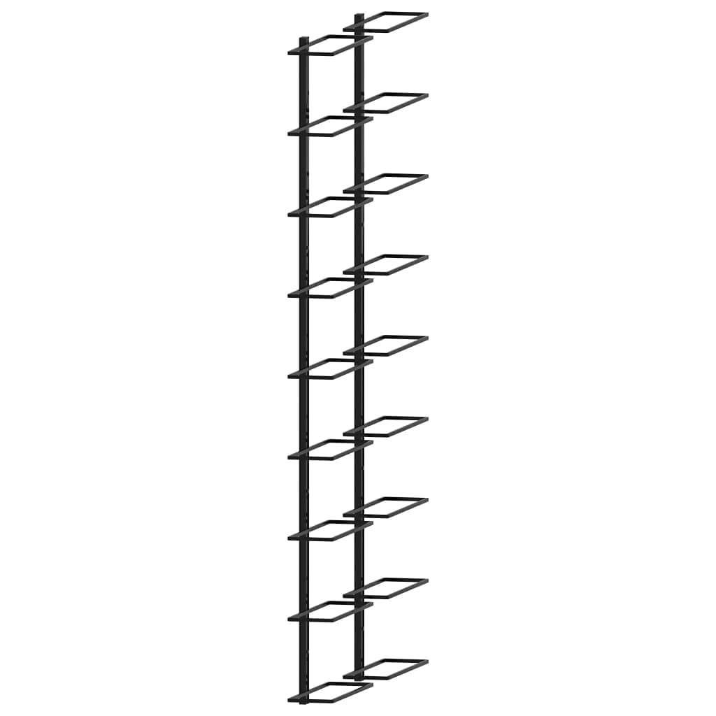 Homgoday Botellero de pared para vino - Capacidad para 18 botellas, Hierro con recubrimiento en polvo, Negro, 24 x 8 x 95,4 cm