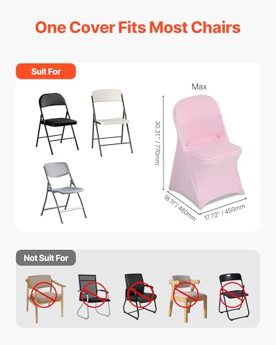 Image of VEVOR Chair Covers, Polyester Spandex Chair Cover, Stretch Slipcovers for Wedding Party Dining Banquet Flat-Front Chair Covers (Pink-c, 50PCS)