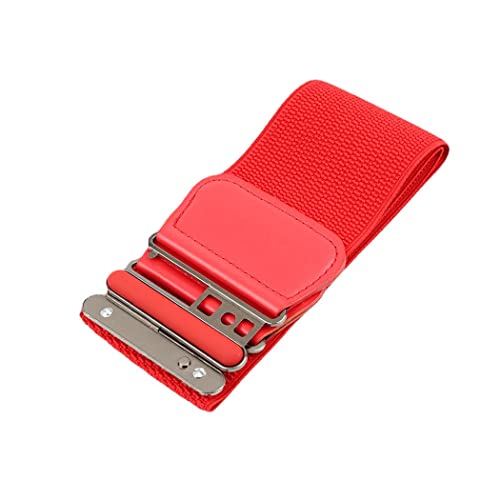 Retro Wide Cinch Belt Womens Corset Waist Band Vintage Bandage Elasticity Girdle Wrap Gothic Elastic Waist Belt with Flat Buckle for Costume – Red4