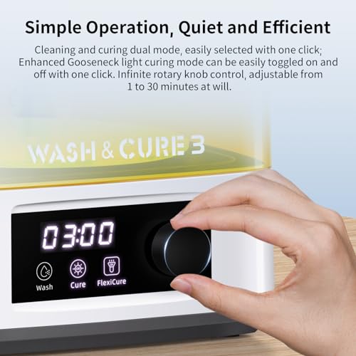 Image of ANYCUBIC Wash and Cure 3, Upgraded Volume 2 in 1 Wash and Cure Station, with Gooseneck Lights, for Mars Anycubic Photon Mono 4 2 Resin 3D Printer, Washing Size of 165 x 100 x180 mm