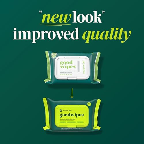 Image of goodwipes Flushable Wipes - Botanical Bliss Wet Wipes for Adults, Sewer & Septic Safe, Guest Bathroom Essentials for Women & Men, pH Balanced & Extra Large, 153 Count (3 Packs and 3 Singles)
