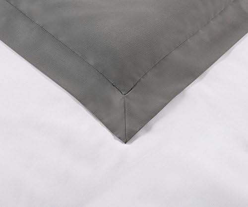 White and Gray Full/Queen Modern Duvet Cover Set with Decorative Pillows