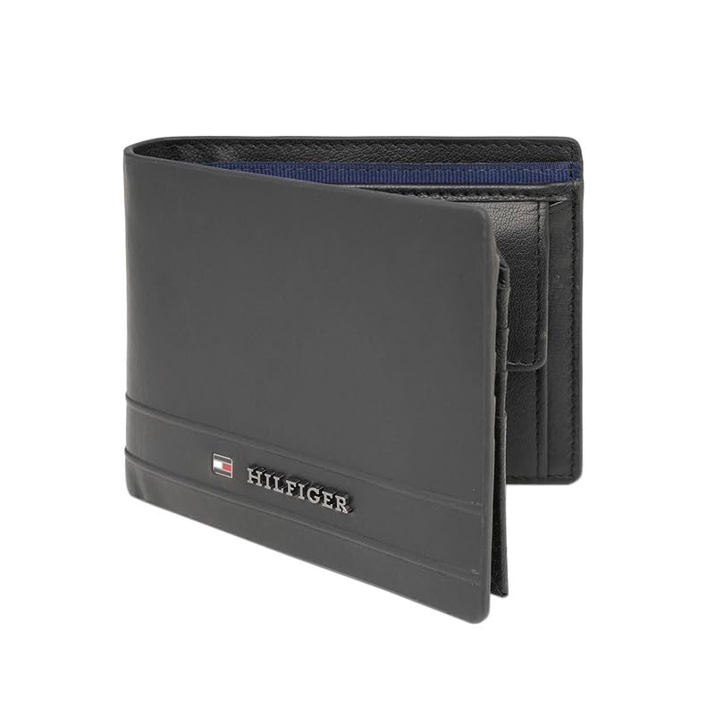 Image of Tommy Hilfiger Men's Leather Multicard Coin Wallet Liard - Black | Side Closure | Card, Coin & Currency Organization | Bi-Fold Wallet | Ideal for Gifting | Stylish Purse for Men