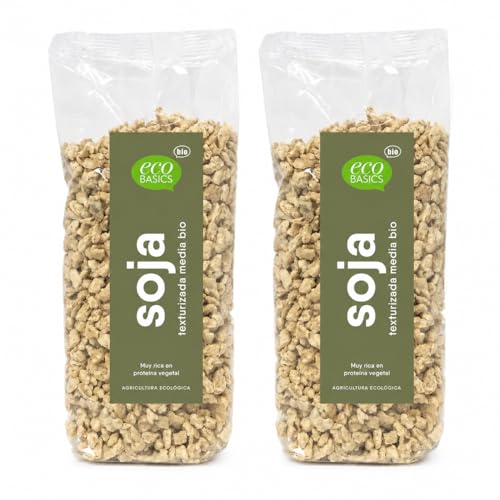 Pack 2 Soja Texturizada Media Eco Basic Bio 200 g, Proteína Vegetal Ecológica para Guisos, Salsas, Rellenos, Boloñesa Vegetal y Recetas Veganas, Total 400 g