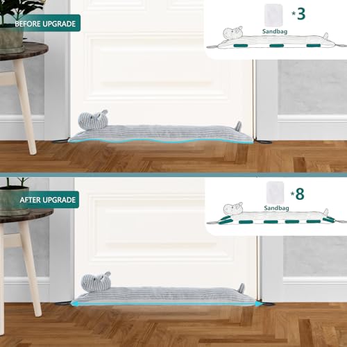 Image of Marwood Under Door Draft Stopper Decorative Wind Stopper 42 inch for Door & Window, Weighted Animal Air Draft Stopper Snake Noise Blocker for Bottom of Door with Hanging Loops - Hippo