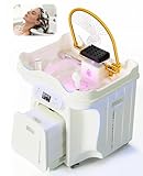 TooMiMo Japanese Head Spa Equipment - 58% Energy Saving (1600W) Light Therapy Waterfall, Height-Adjustable Portable Bed with 25L Waste Tank, IPX4 Protection for Home Salon Scalp Care