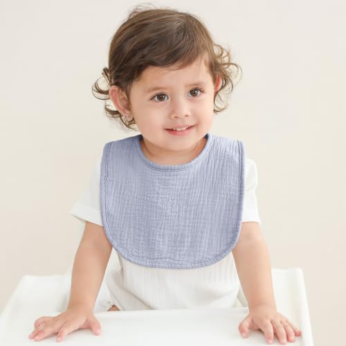 Image of Susurration Muslin Baby Drool Bibs 6Pack Soft Square Adjustable Baby Bandana Bibs for Unisex Girls & Boys