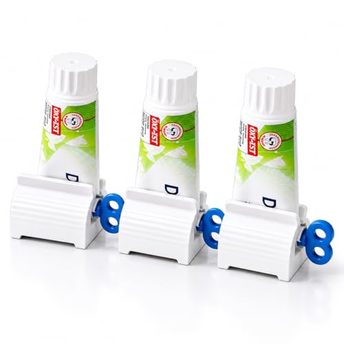 Image of Toothpaste Squeezer with Rolling Holder | Rotatable Toothpaste Tube Dispenser for Bathroom, Kitchen & Travel Use | Easy Manual Tube Squeezer for Toothpaste, Creams, Gel & Cosmetic Tubes (Multicolour) (Pack OF 3)
