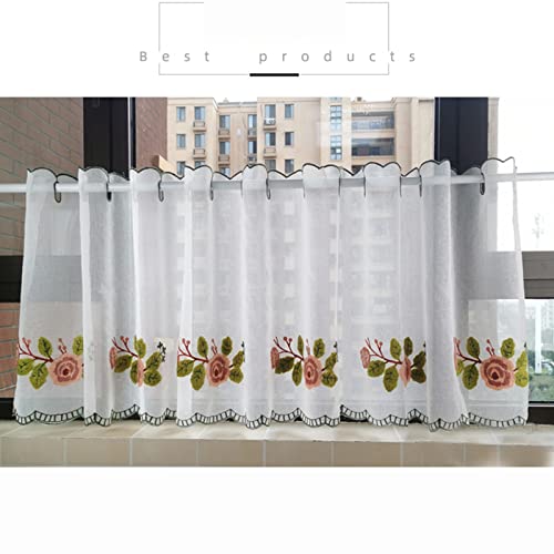 Rideau d'occlusion beige en coton lin brodé pour une atmosphère douce à la maison