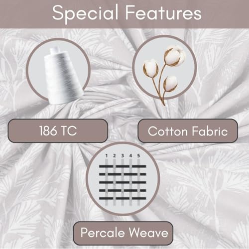 Image of Mafatlal 186 Tc Corsica Cotton Bedsheet King Size | 274 X 274 Cm | Summer Sheets for Sleeping, for Comfortable Nights | 2 Pillow Covers Included | Ash