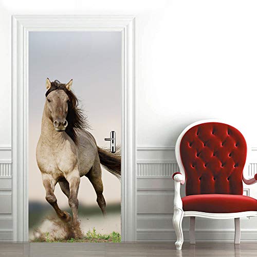 Sticker de porte imperméable pour masquer les imperfections motif cheval - 4