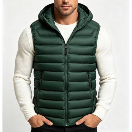 TERGHTP Men's Puffer Vest Hooded Insulated Zipper Winter Sleeveless Jacket - image 7