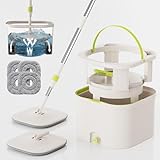 回転モップ バケツ付き フロアモップ 汚水分離 節水設計 洗浄脱水一体 モップバケツセット 手洗い不要 腰曲げず 水拭きモップ フローリング 床掃除 省スペース収納 掃除用品 掃除道具 替えモップパッド4枚