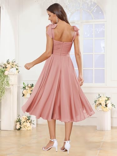 SOLODISH Chiffon Bridesmaid Dresses Short Bow Straps Formal Wedding Guest Party Gown3