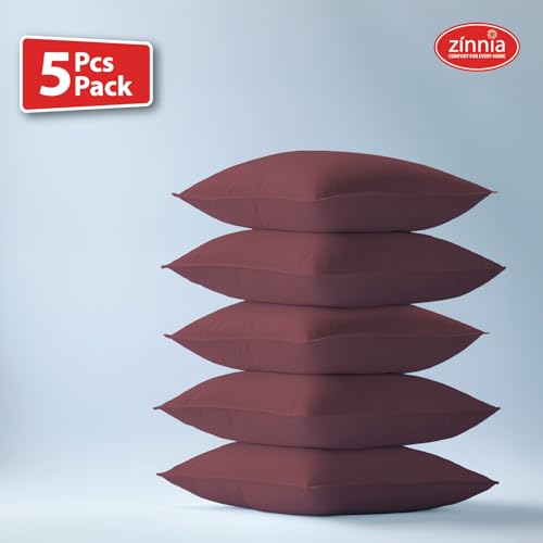 Image of Zinnia Soft Microfiber Cushions for Sofa & Living Room | Rumba Red, 15 x 15 Inches | Soft & Comfortable Cushion for Home & Daily Use | Pack of 5