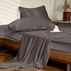 THXSILK 4pcs Silk Bed Sheets Set, 2...